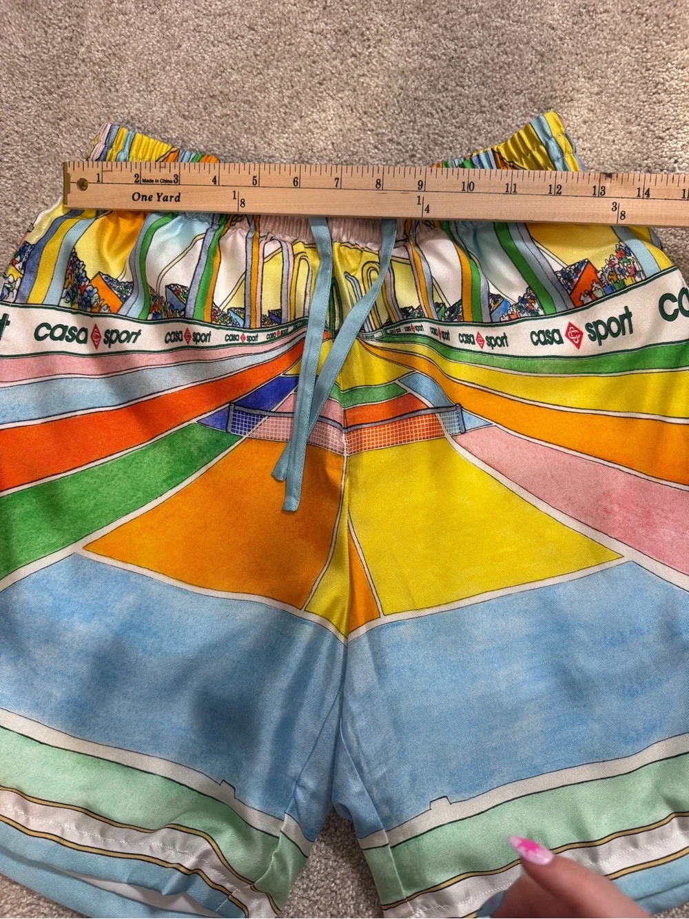 Casablanca Tennis Club Casa Sport Silk Game Shorts | Italian Resort Print | XS